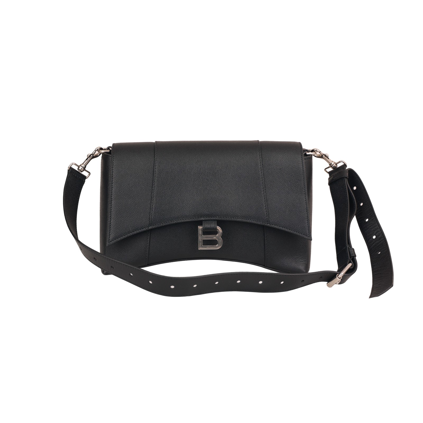 Balenciaga Downtown Bag Black Silver Hardware Shoulder Crossbody Bag