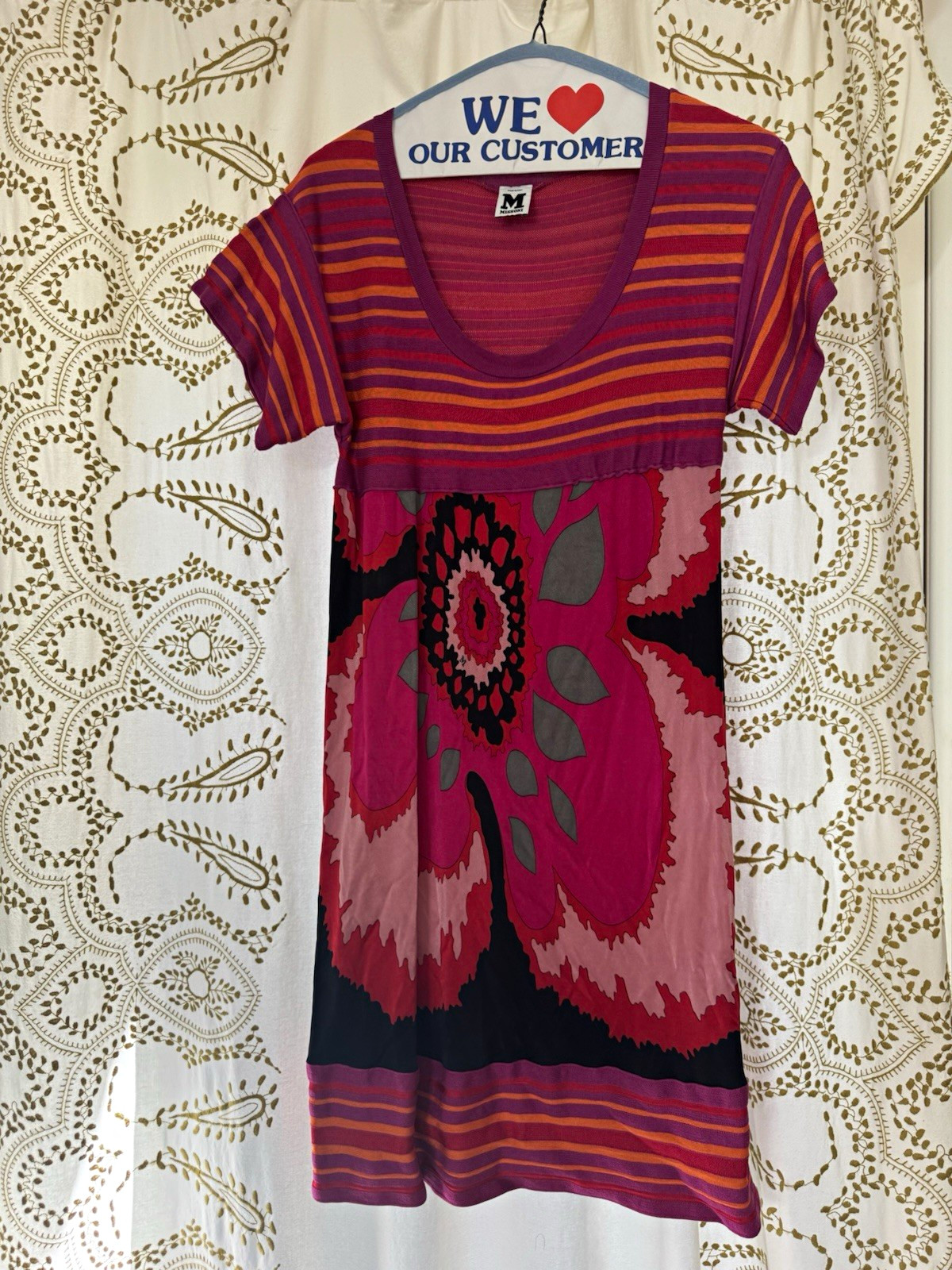Missoni Women’s Multicolor Knit Scoop Neck Short Sleeve Striped Dress, Size 4