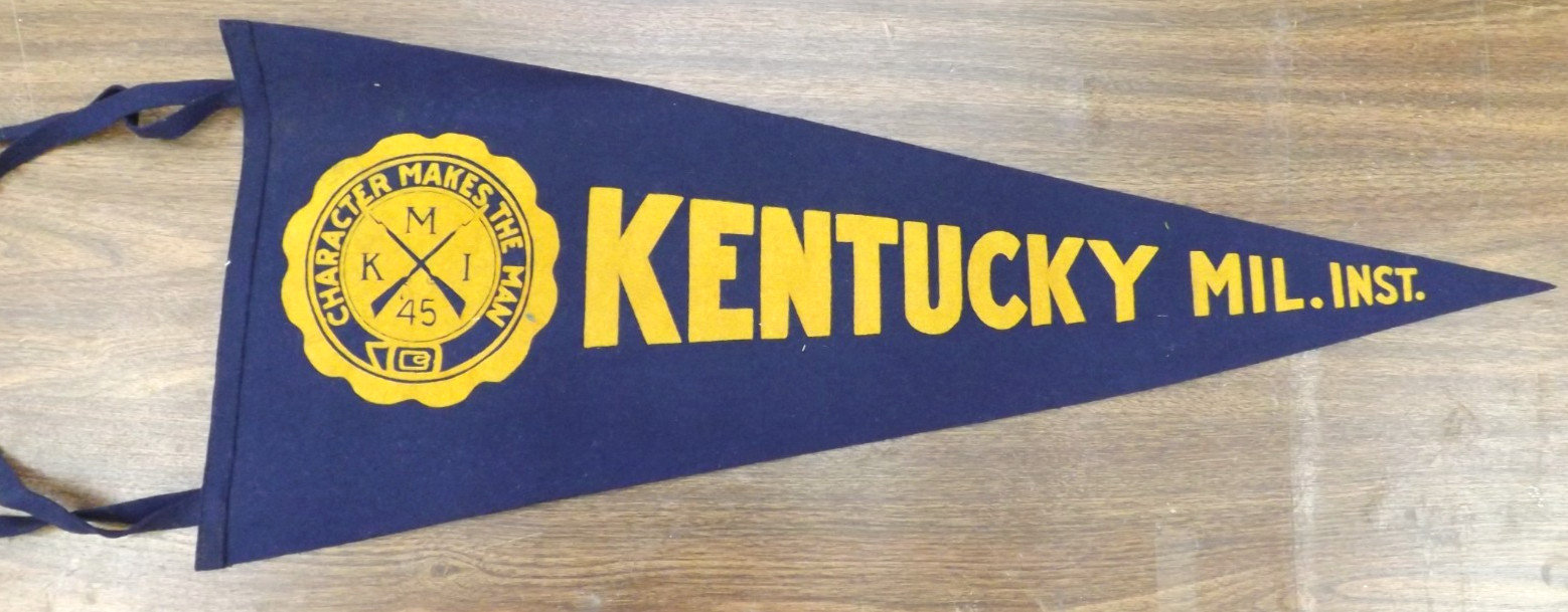 RARE VINTAGE 1940s KENTUCKY MILITARY INSTITUTE PENNANT BANNER Prep School