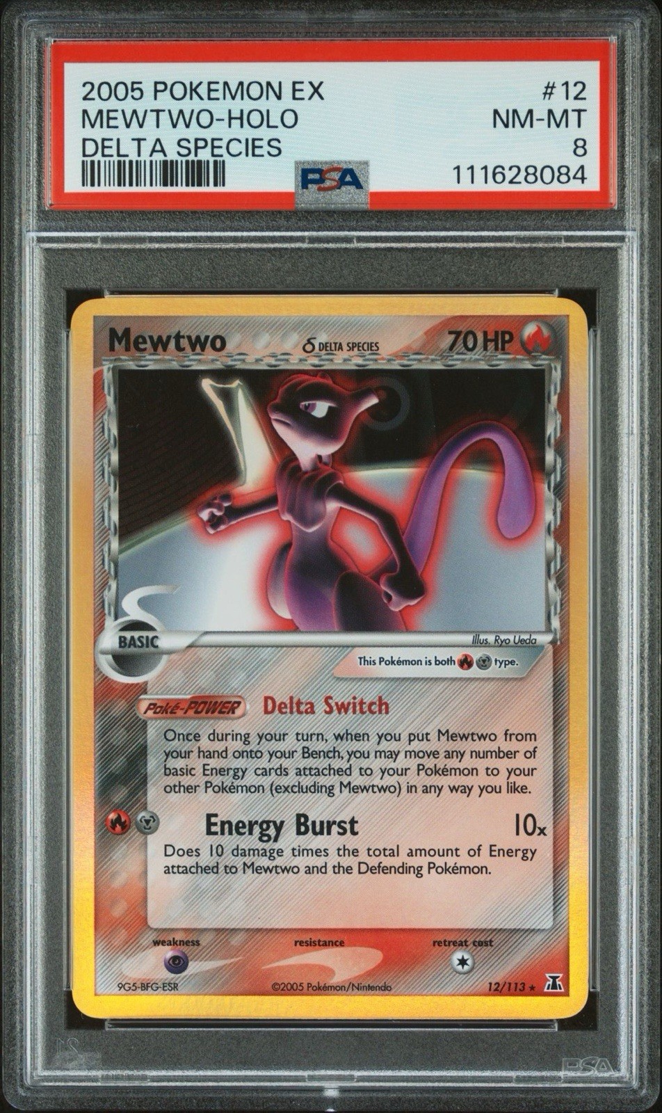MEWTWO 2005 POKEMON EX DELTA SPECIES 12/113 RARE HOLO PSA 8