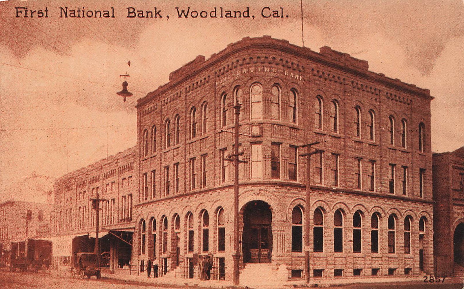 Woodland California First National Bank Yolo County Sacramento Area Postcard