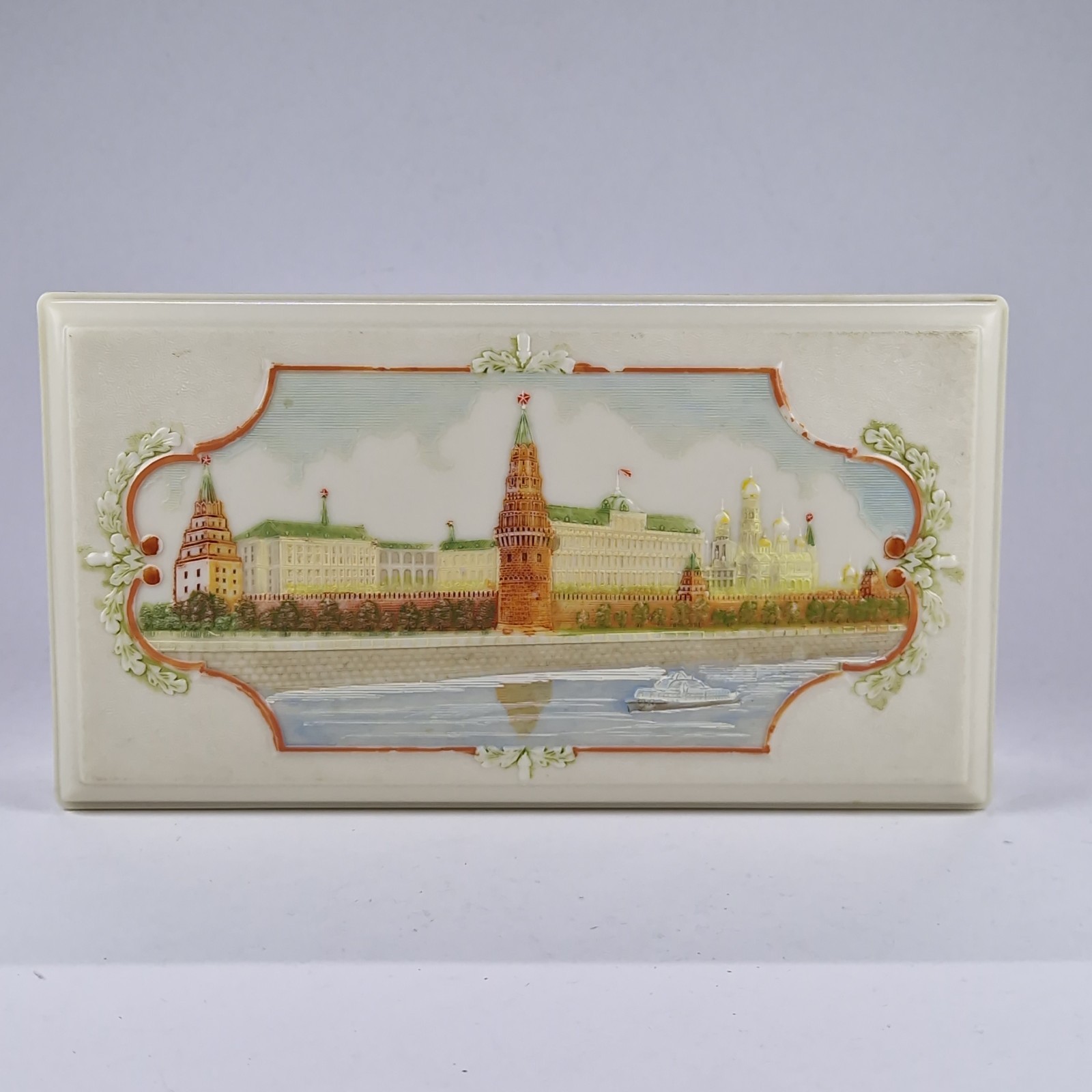 Vintage Soviet Souvenir Plastic Box Moscow Kremlin Landscapes USSR 1980s Russia