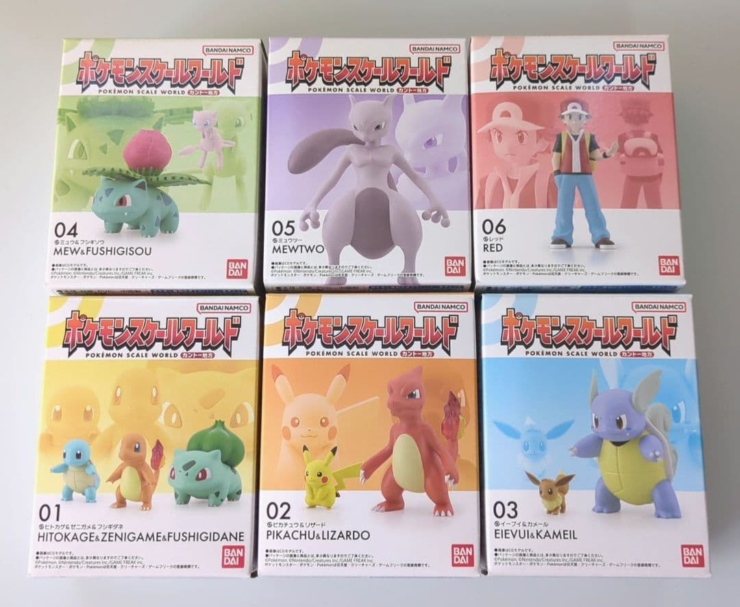 BANDAI Pokemon Scale World Kanto Region Complete Set of 6 Red Pikachu Figure