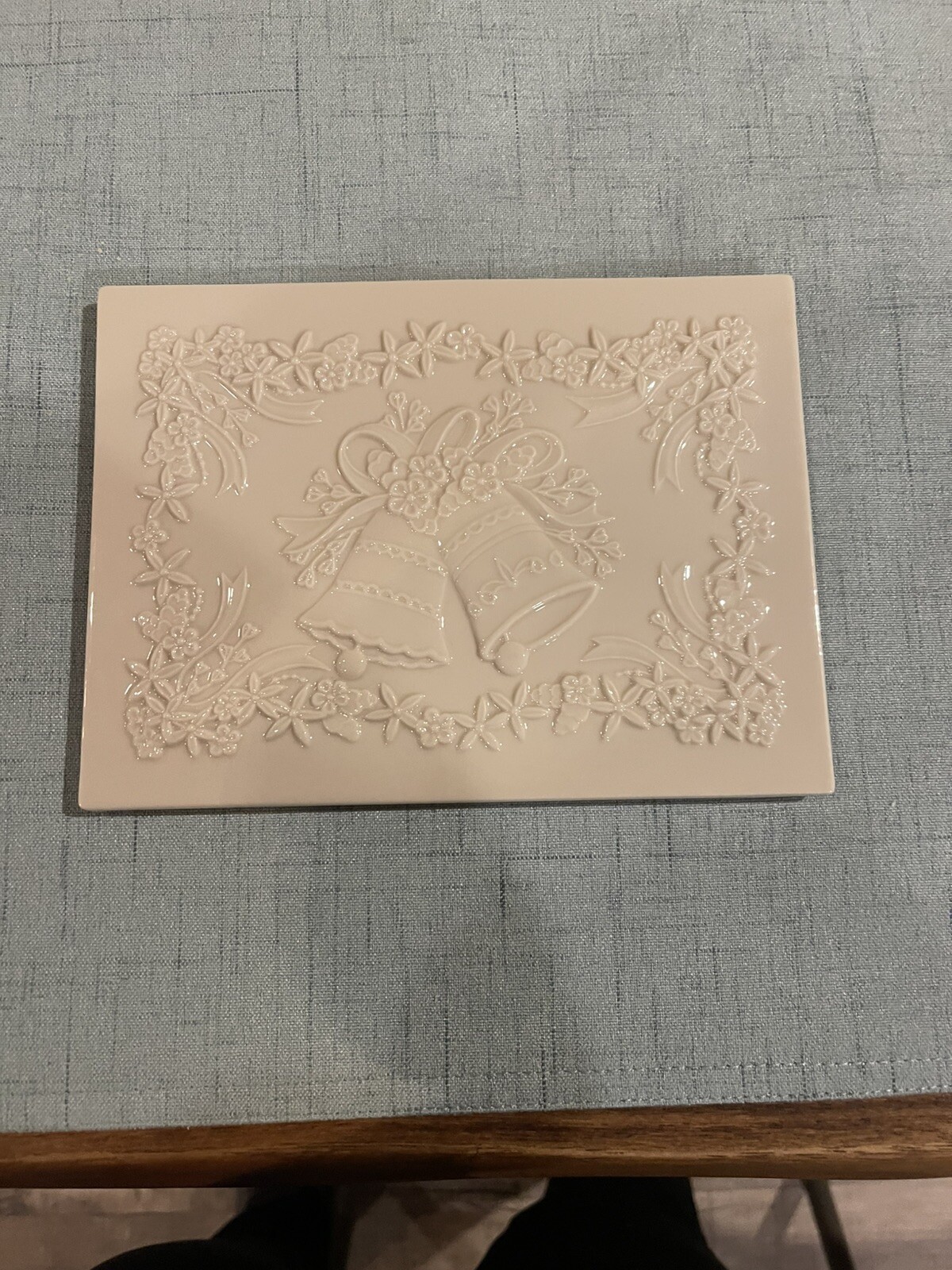 Vintage Lenox French Whote Christmas Bells Trivet  7.5 By 6”