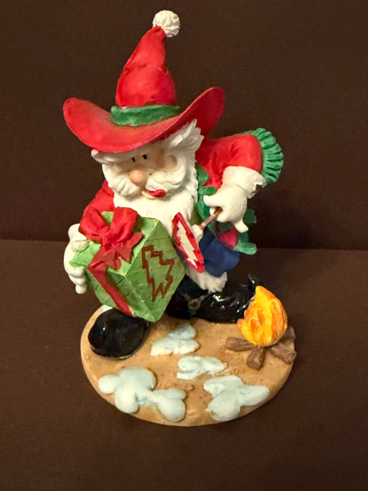 Vintage 1994 Enesco JUST-BE-CLAUS GOES WEST SANTA BRANDING FIGURINE