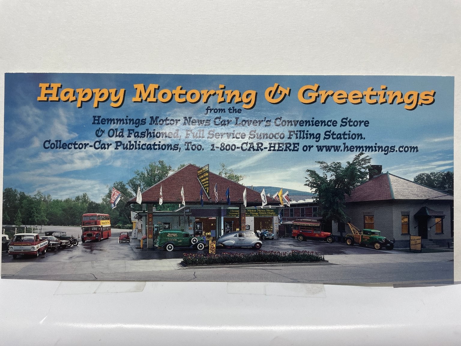 Hemmings Motor News Sunoco Station Vintage Cars Bennington VT Postcard 2001
