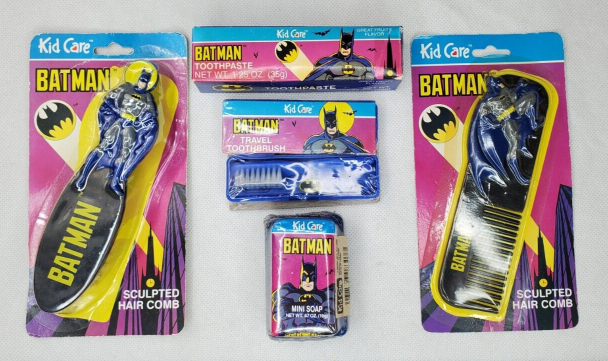 Vintage Batman Kid Care Set 1991  Brush comb soap toothpaste and tooth brush NOS