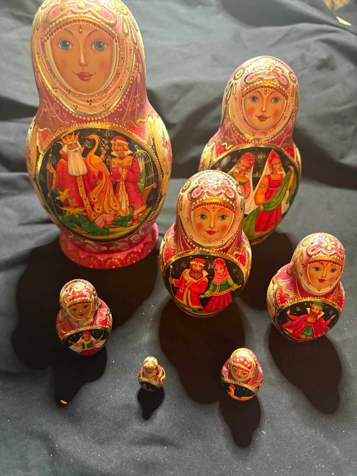 Hand-Painted Handmade Russian Matryoshka Nesting Dolls Set of 7