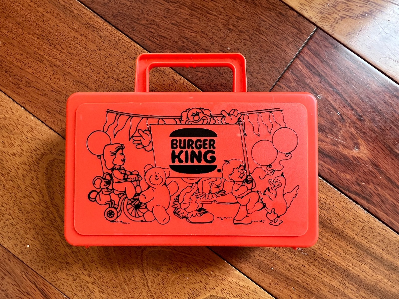 Vintage Original Red Vintage Plastic Burger King Lunch Box Whirley - USA