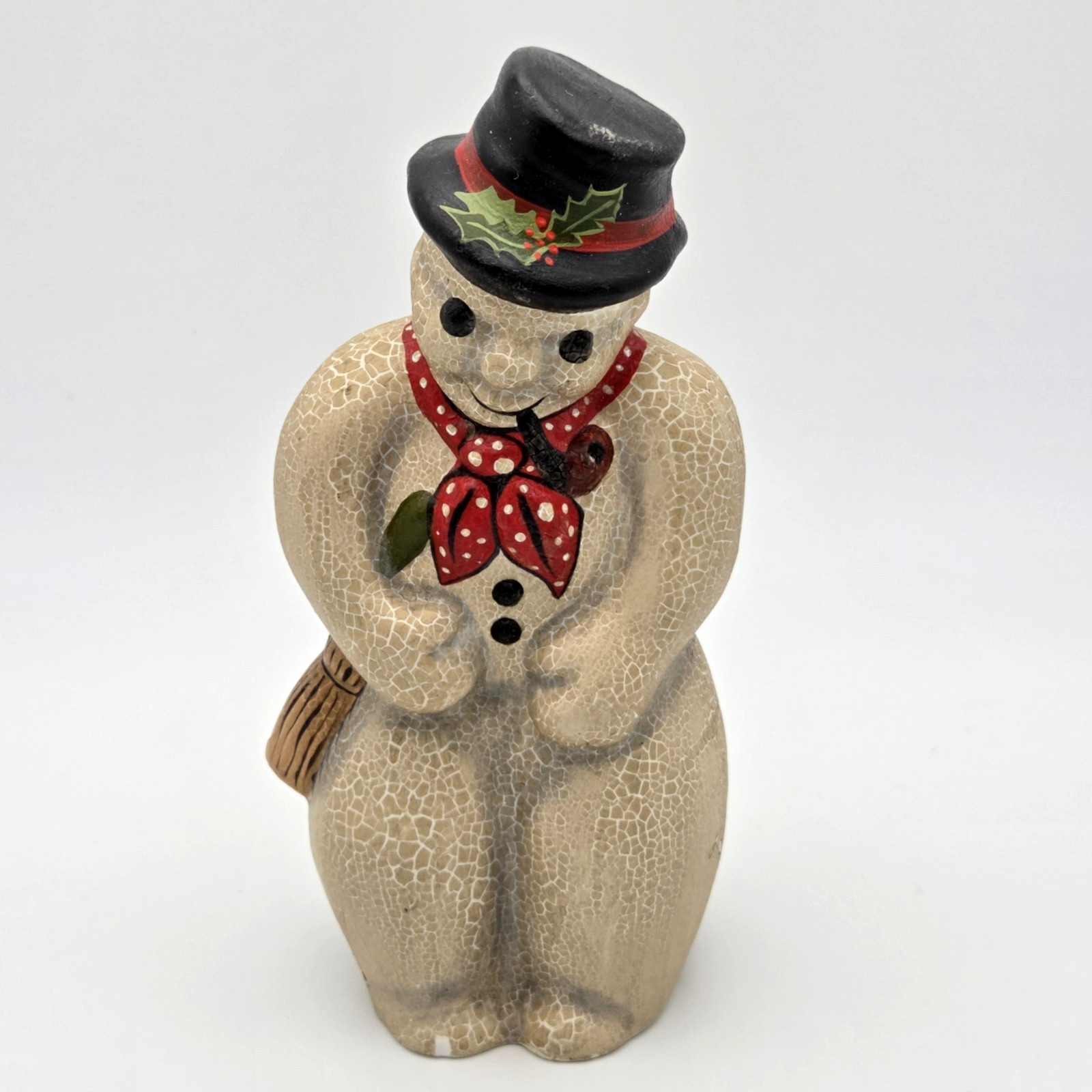 Vaillancourt Folk Art Snowman With Scarf And Pipe Figurine 1999 #610
