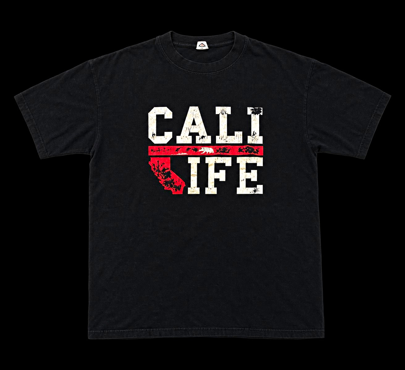 Black Cali Life California Graphic Print T-Shirt Teens S Cotton Crew Neck