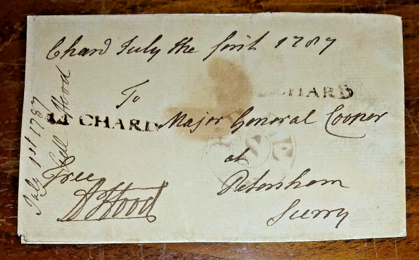 Captain Cook's Crewman ~ Capt. Alexander Hood (1758-1798) Free Frank Signature