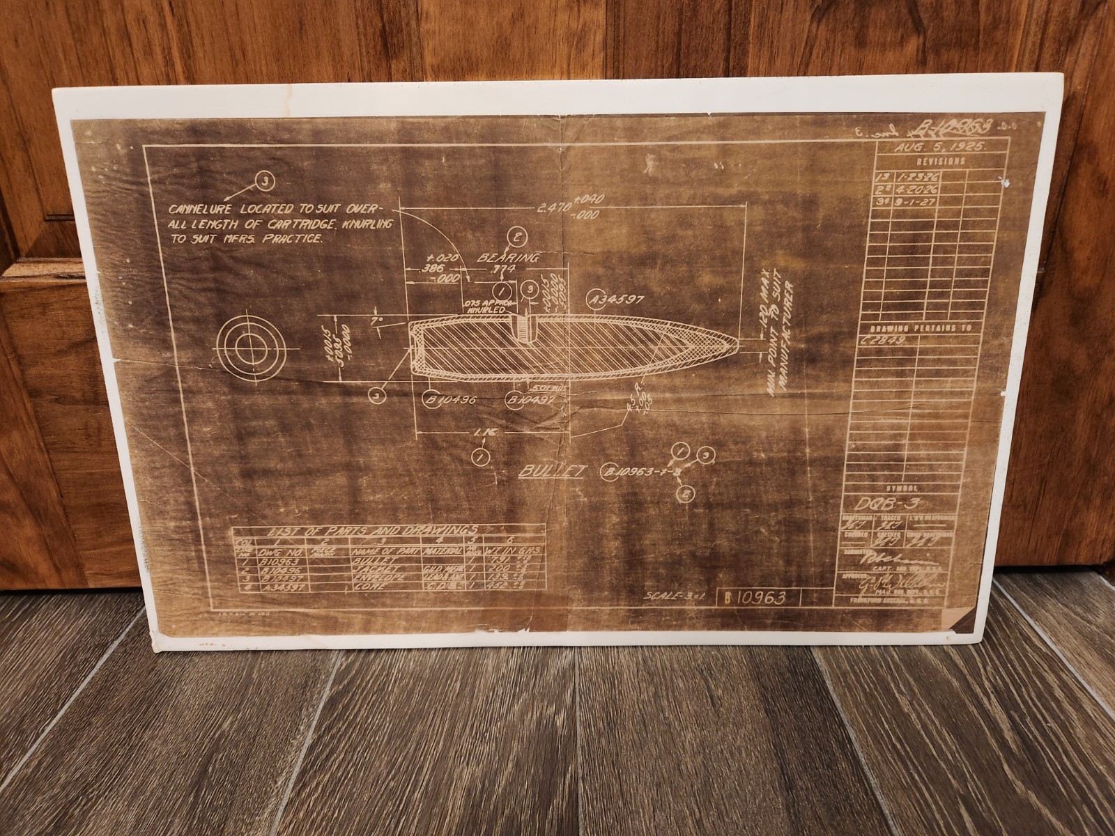 Vintage and VERY Rare Frankford Arsenal Technical Cartridge Production Drawing