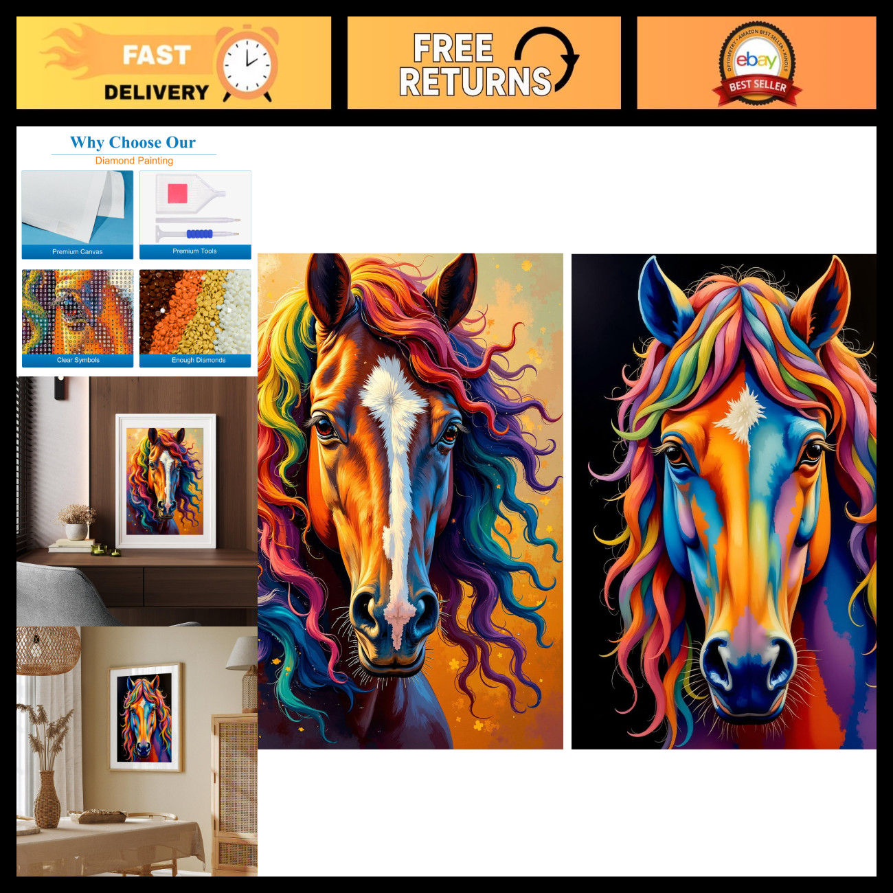 YOYA 2 Pack 5D Horse Diamond Art Kits for Adults 12x16 Inch