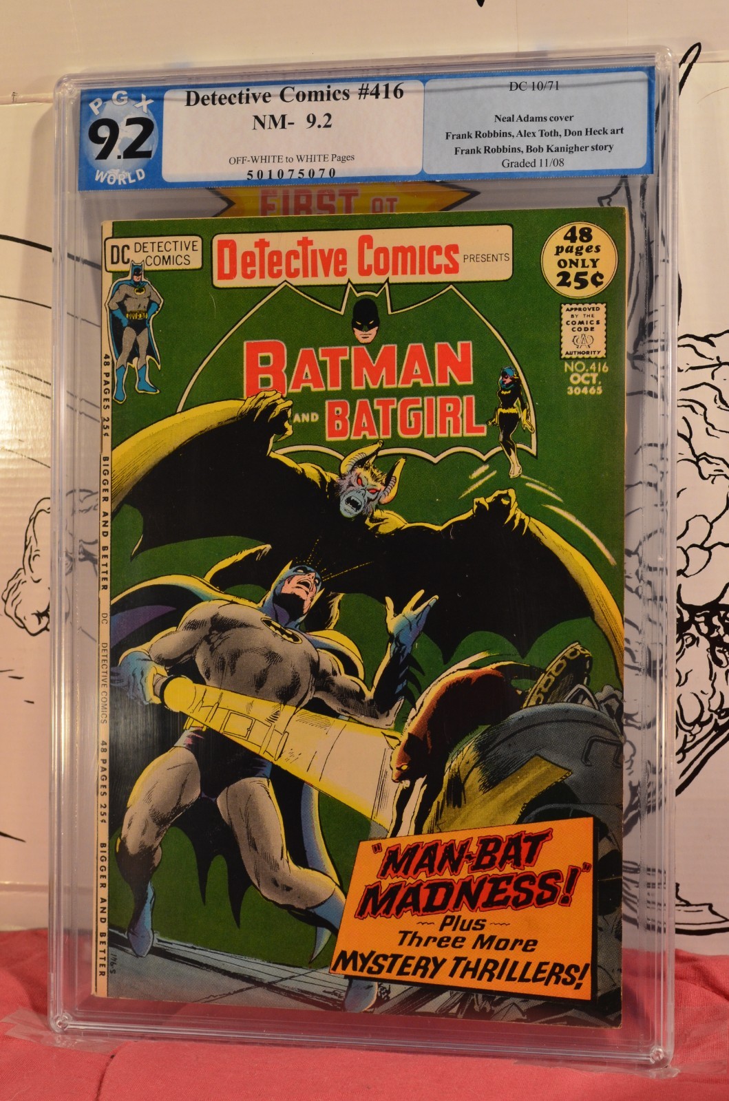 Detective Comics #416 PGX 9.2 Batman Neal Adams Cover Manbat CGC