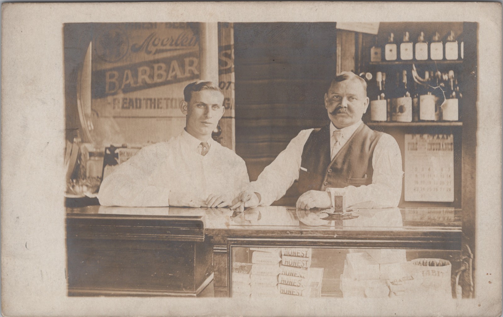 Pre-Prohibition Saloon Bar Interior Moerlein Beer Sign RPPC Postcard c1910