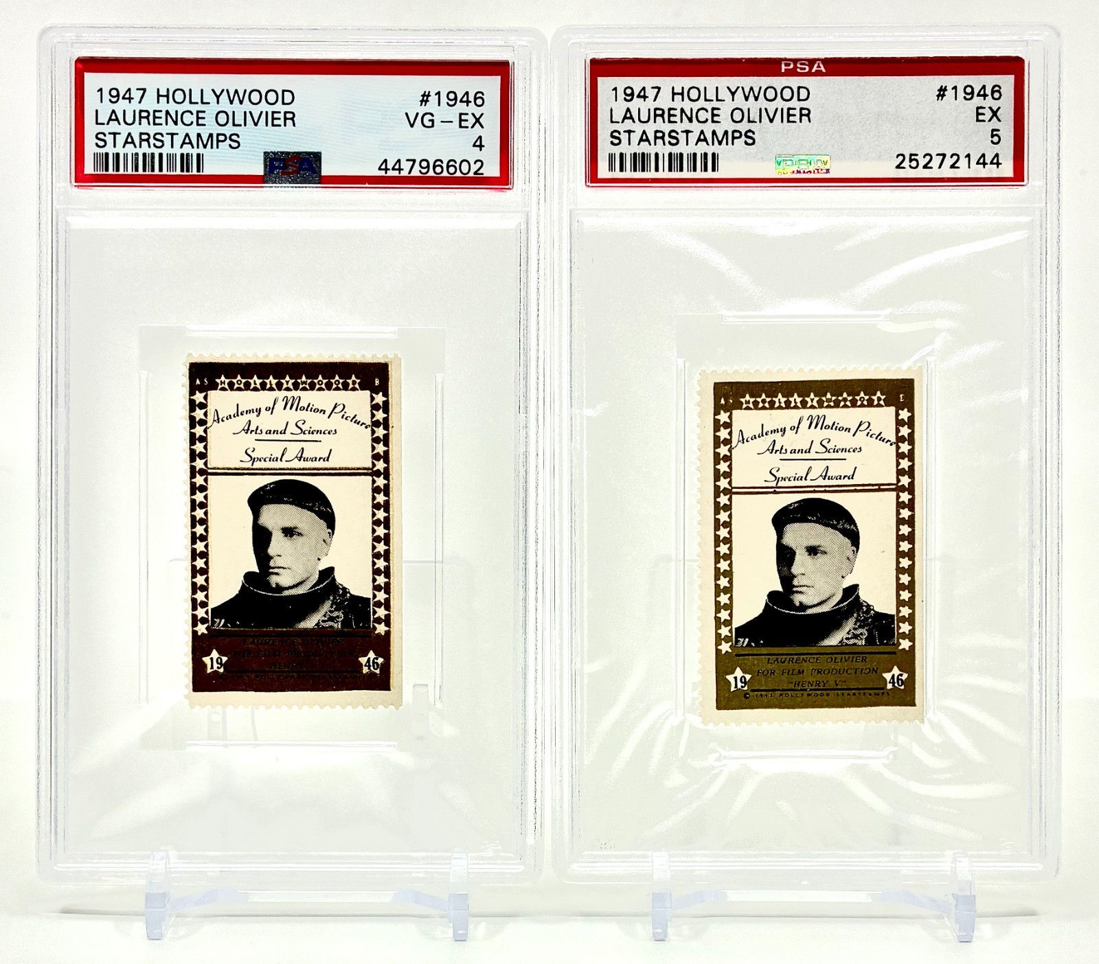 1947 Hollywood Star Stamp LAURENCE OLIVIER 1946 Academy Special Award PSA 4 + 5