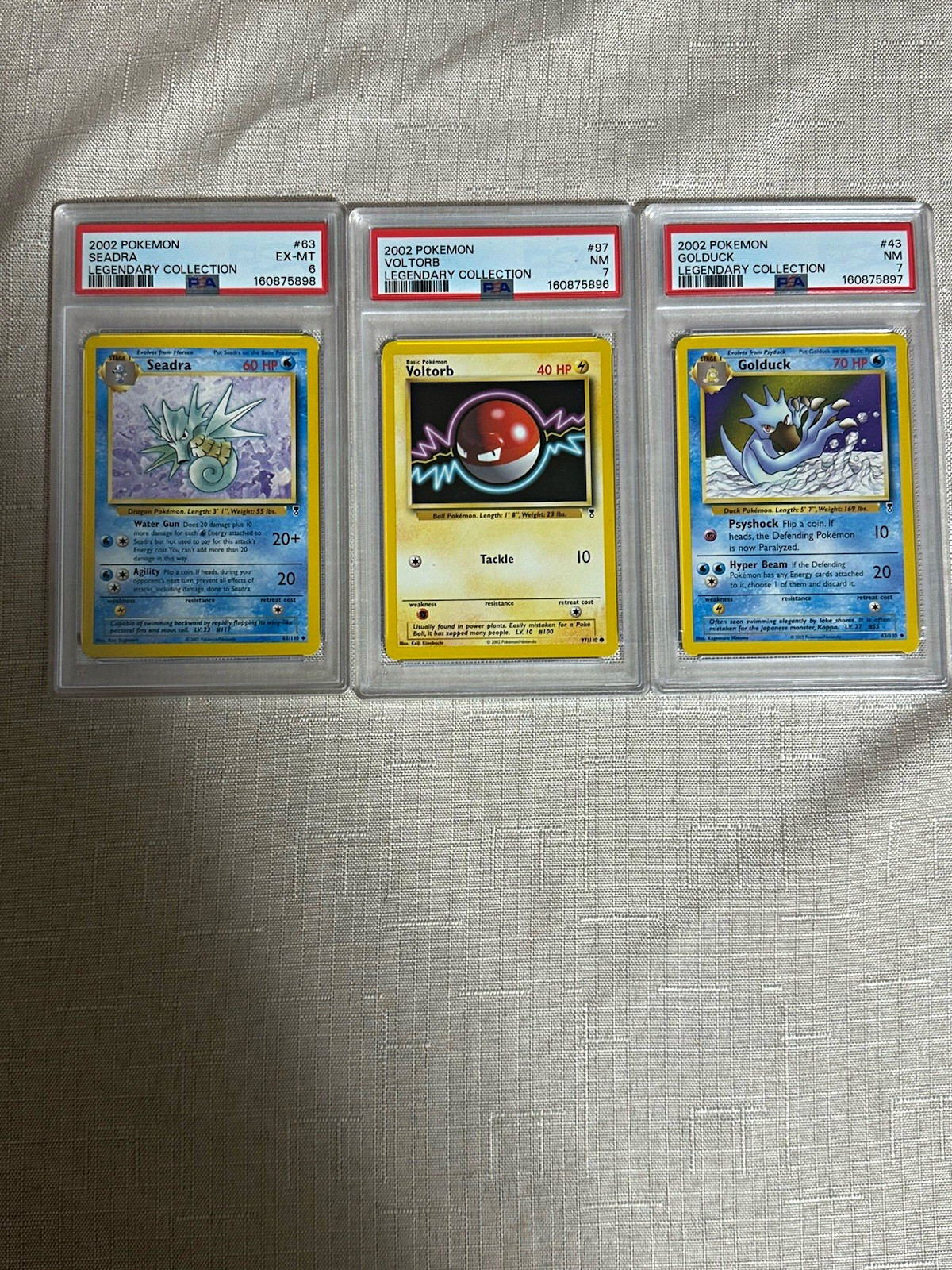 Pokémon Legendary Collection 2002 PSA Graded Lot of 3 Voltorb Seadra Golduck