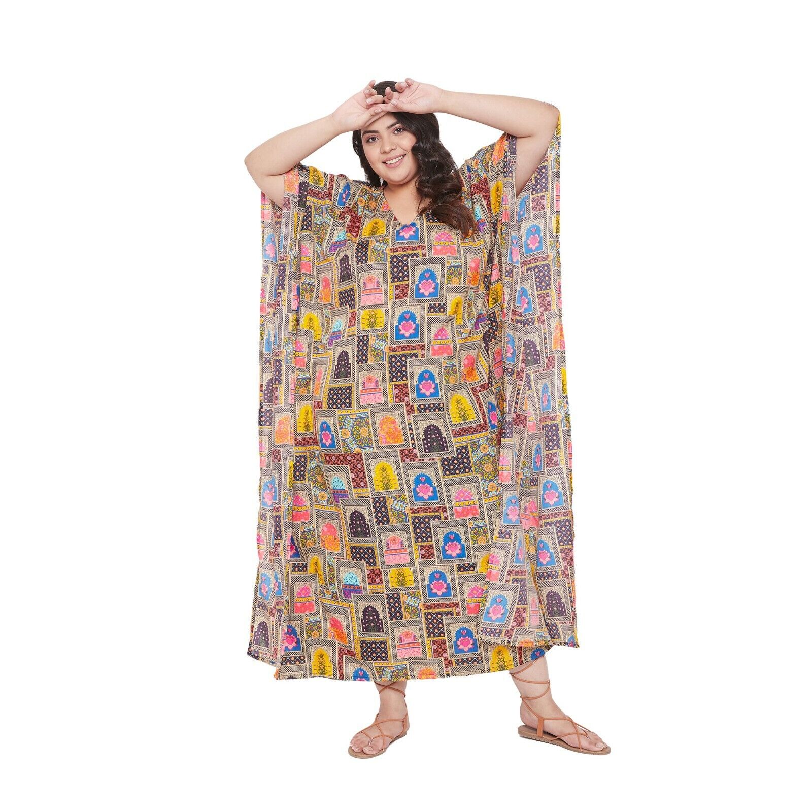 Gypsie Blu Women Long Kaftan Dress Plus Size Sundress Summer Maxi Caftan Gown