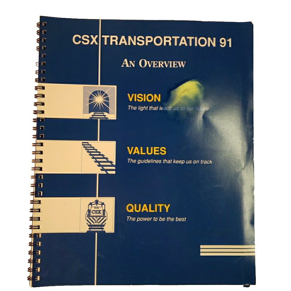 1991 CSX Transportation Vision Values Qualities Workbook Railroad Book