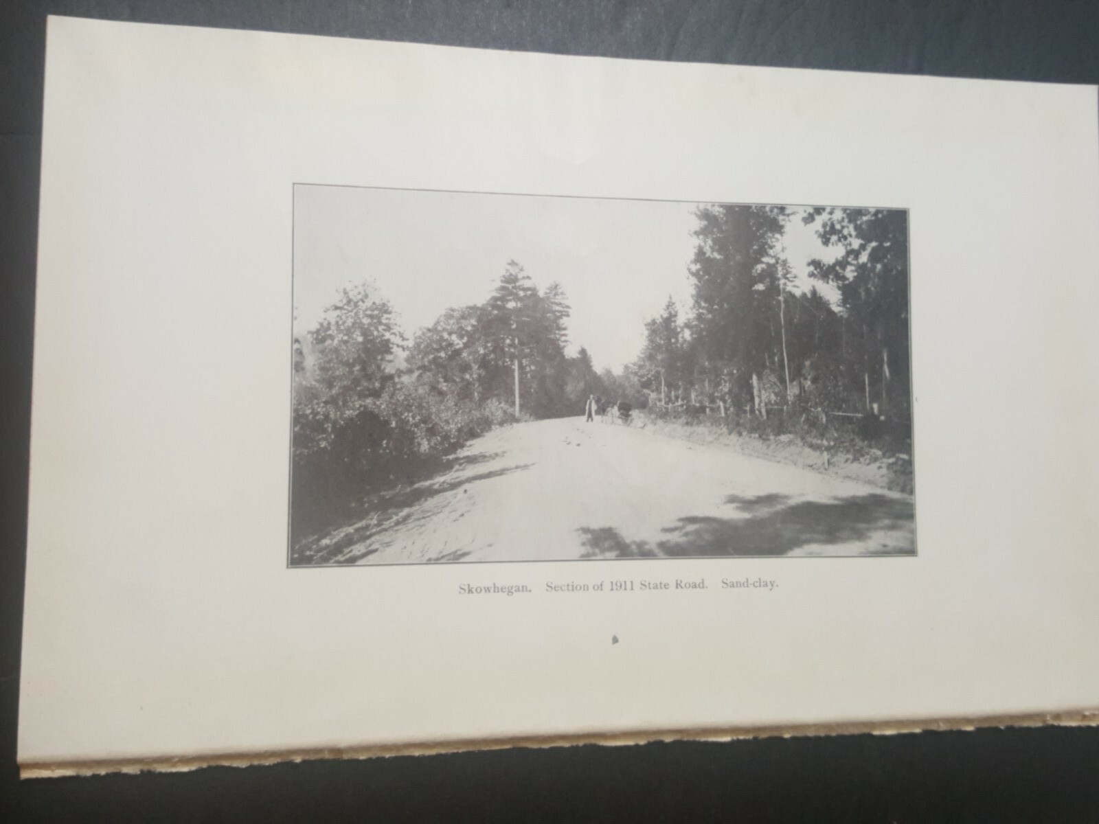 1911 photo plate new sand clay road SKOWHEGAN Maine Somerset County horse buggy