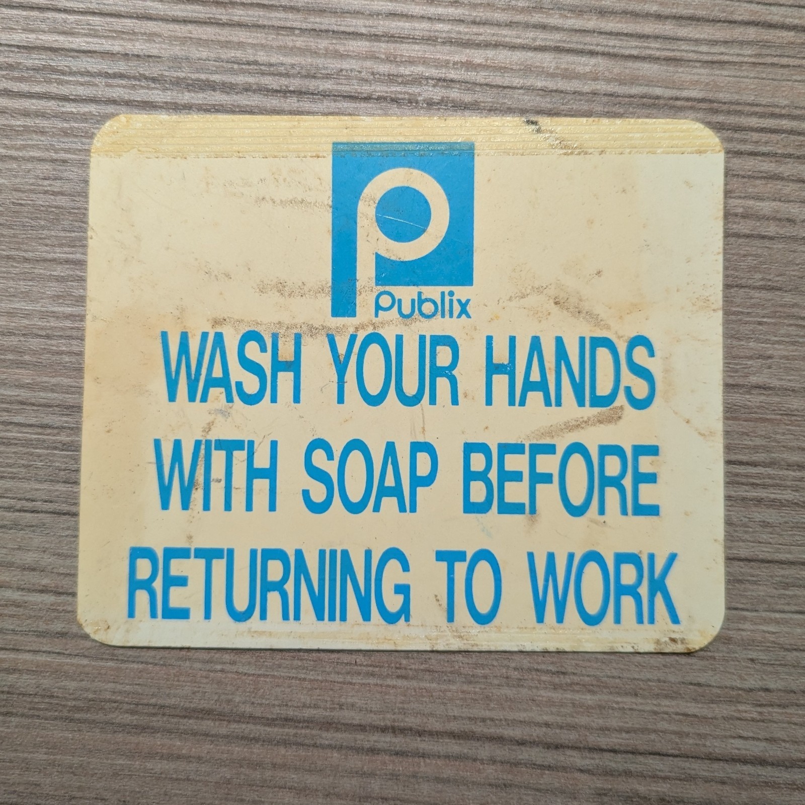 Rare Vintage Publix Grocery - Wash Your Hands Sign - Bathroom Decor Memorabilia 
