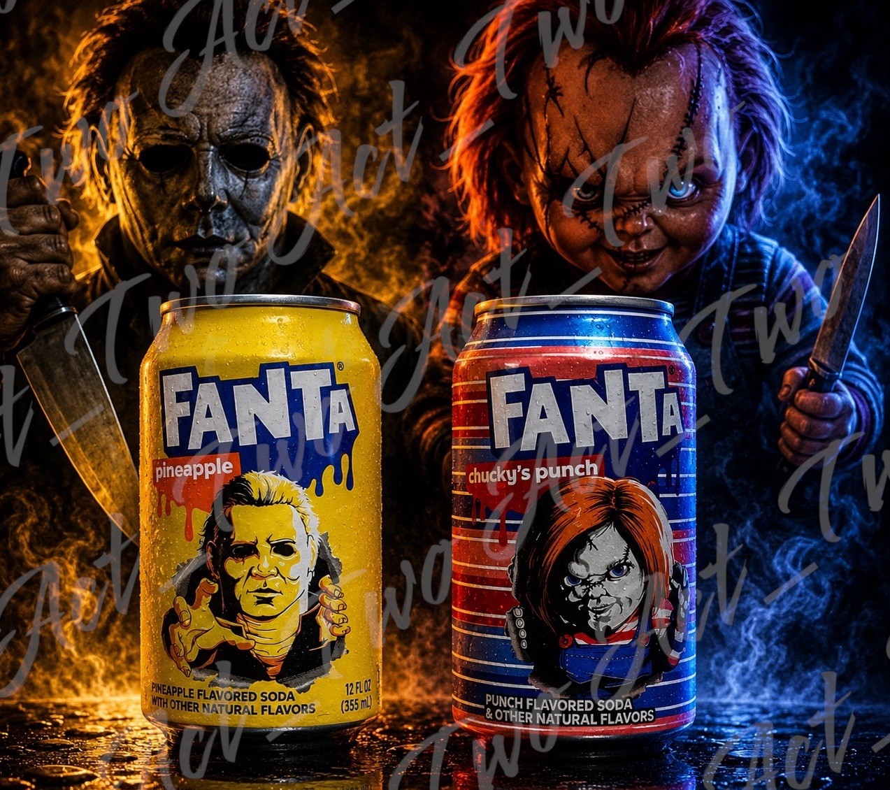 Fanta Halloween (2 Full Cans) Mike Myers & Chucky Horror EXPIRED MAY 2026