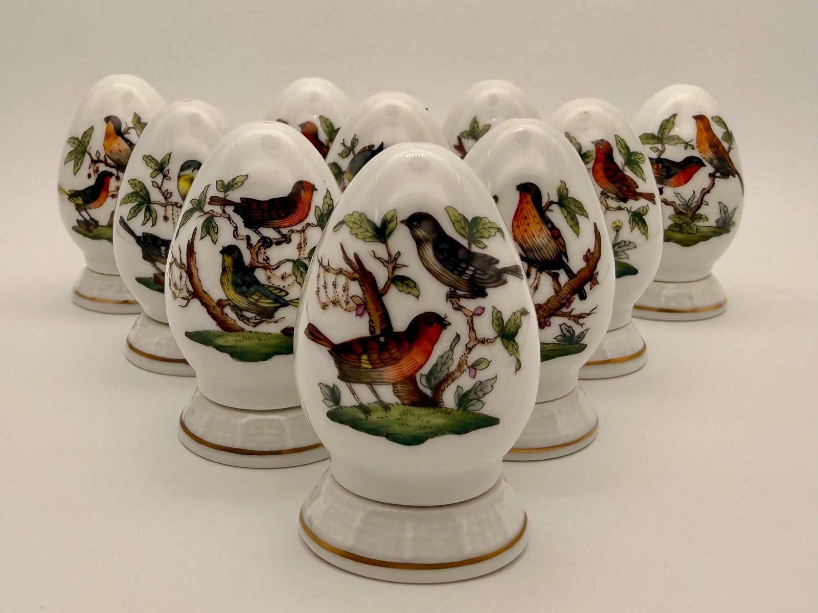 Herend Rothschild Bird Salt and Pepper Shaker Lot - 5 Sets - 10 Pieces  (H7)