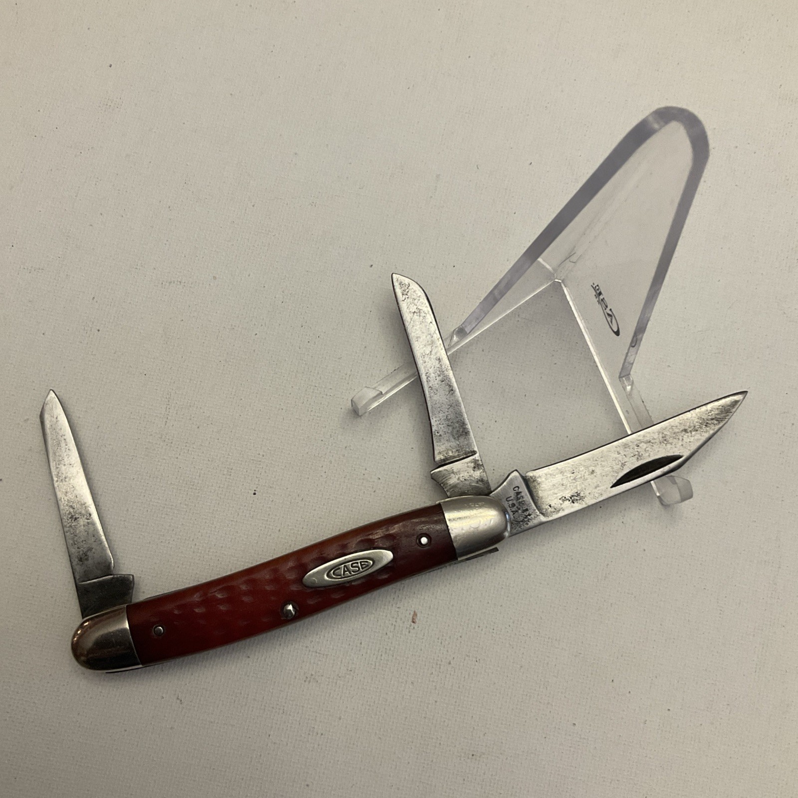 Vintage Case XX 6347 HP 3 Blade Stockman Red Jigged Bone 1965-1969 3 7/8”clsd