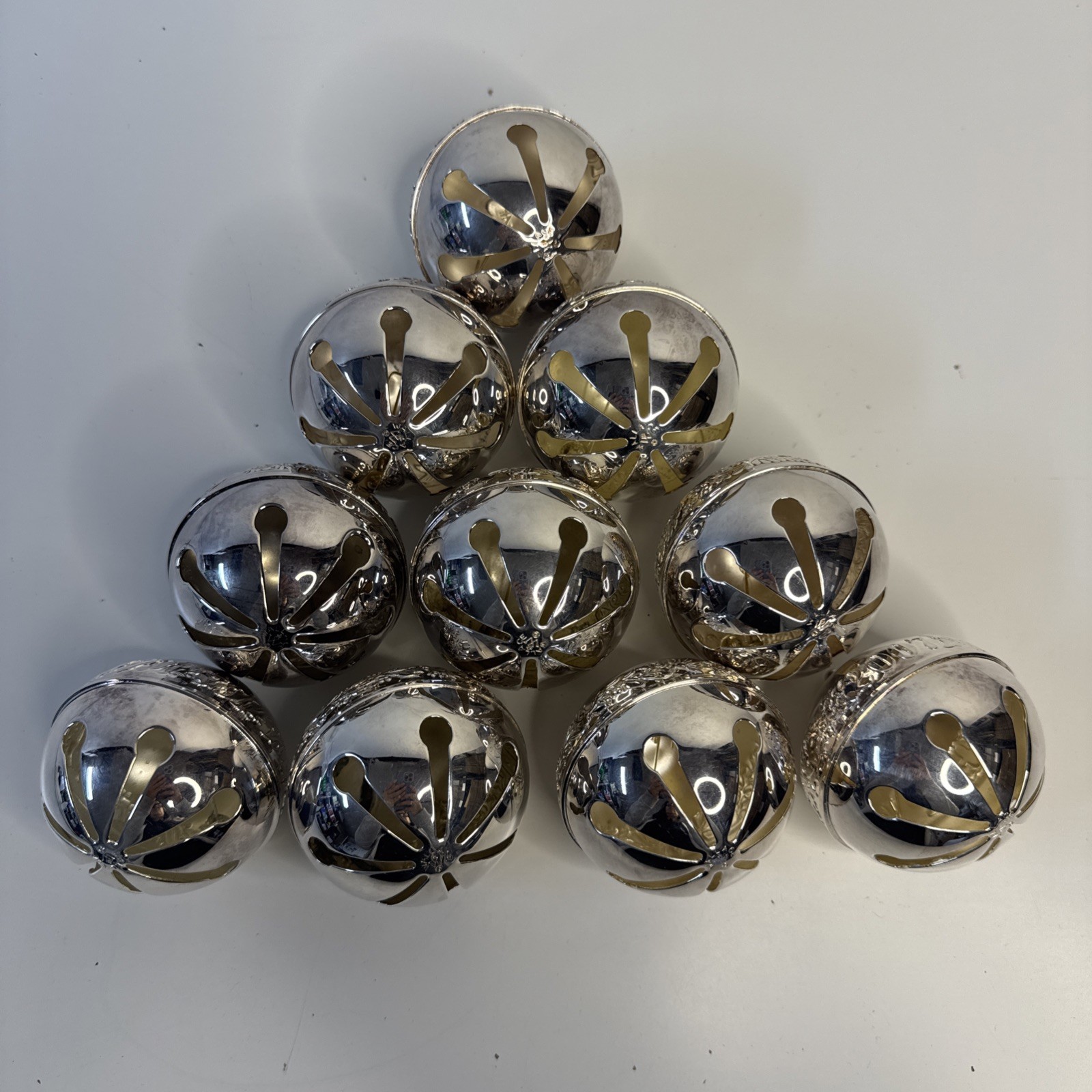 Wallace 1991-2007 Silver-Plated Sleigh Bell Ornament Collection 10 Bells