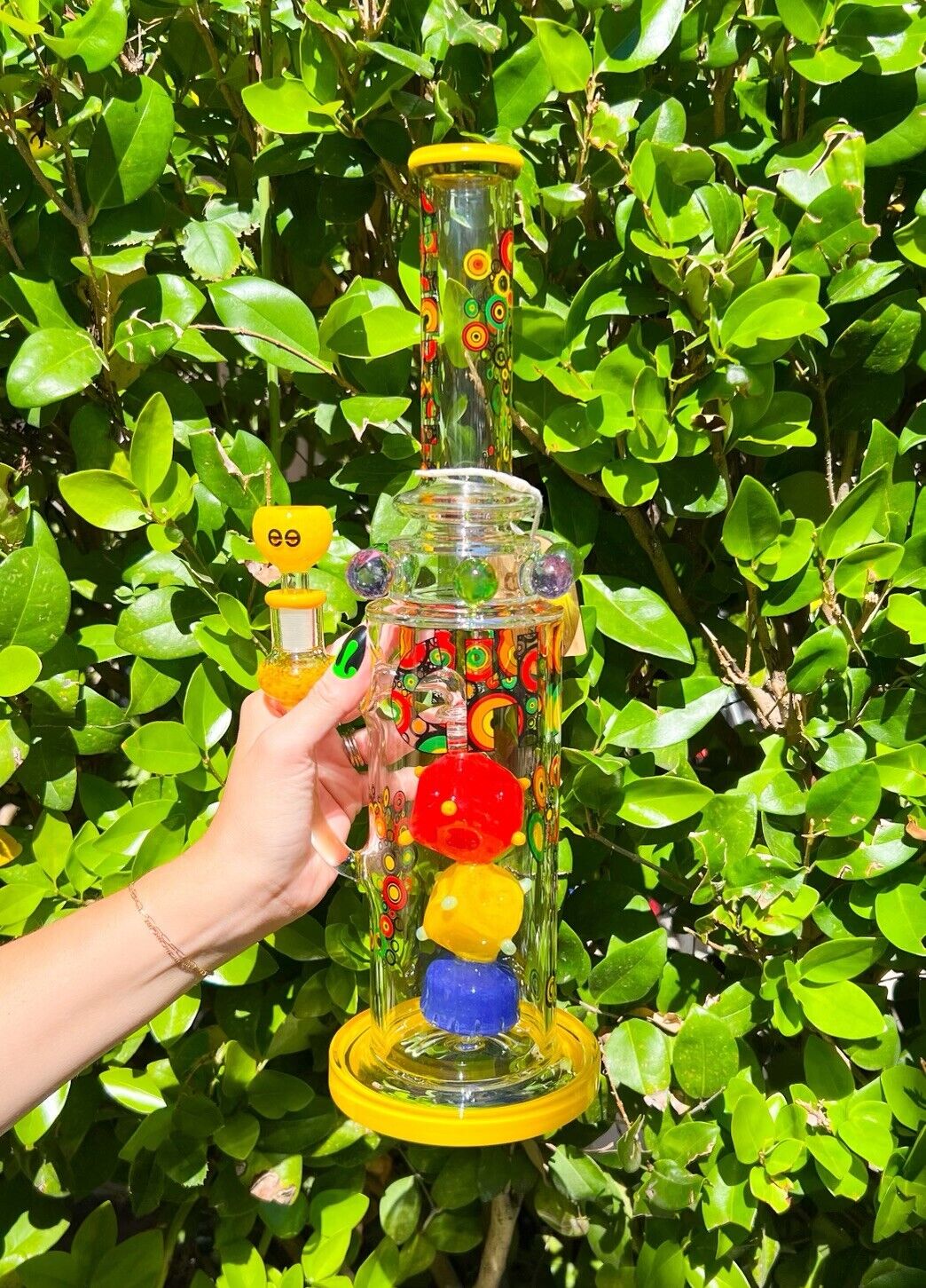 TALL Cheech™ 16” THICK Rainbow Paisley BONG Glass Water Pipe Hookah *USA