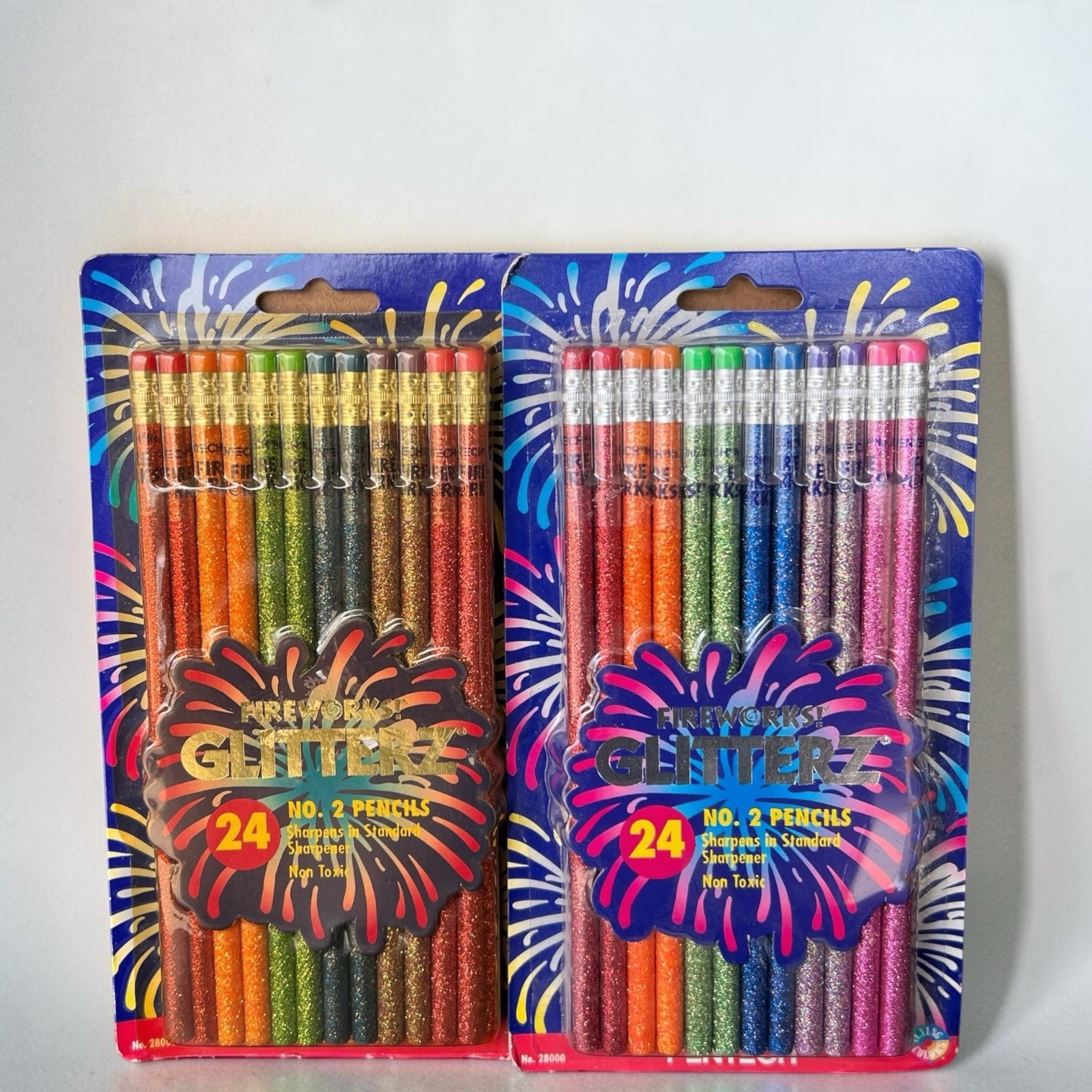 Vintage Y2K Pentech Fireworks Glitterz   #2 Pencils 48 Count New In Package