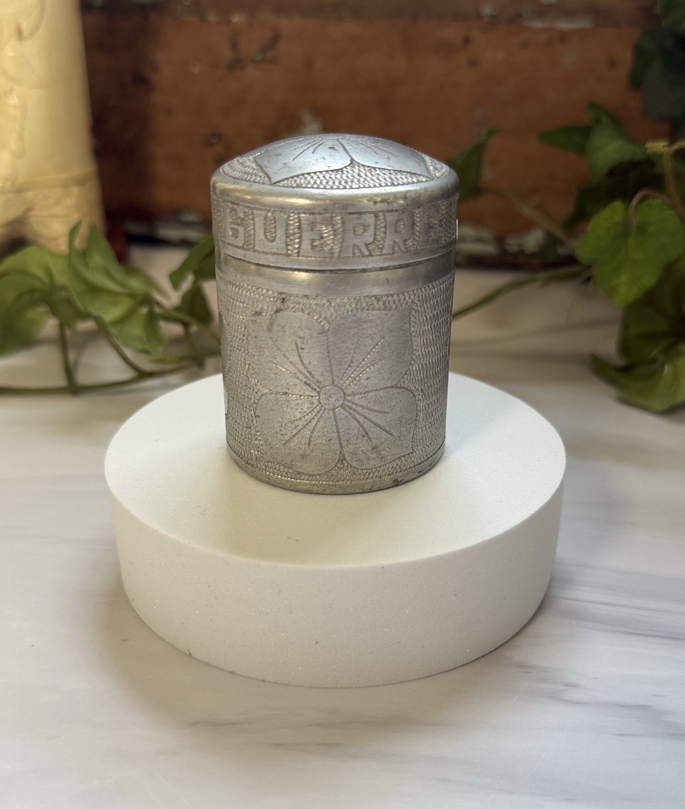 WWII Belgian Trench Art Aluminum Box FONSON BRUX Engraved Guerre Rita