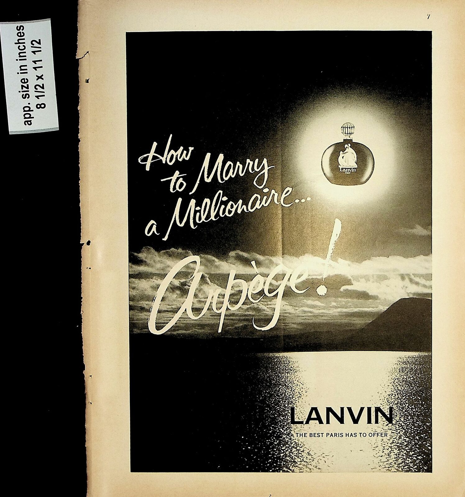1961 Lanvin Arpege Perfume Marriage Vintage Print Ad 7988