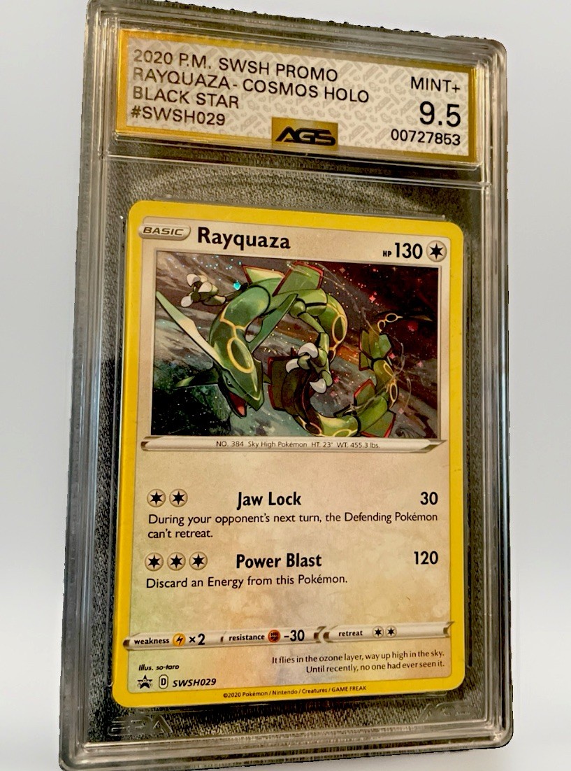 Pokémon 2020 SWSH Promo Rayquaza Cosmos Holo Black Star SWSH029 AGS 9.5