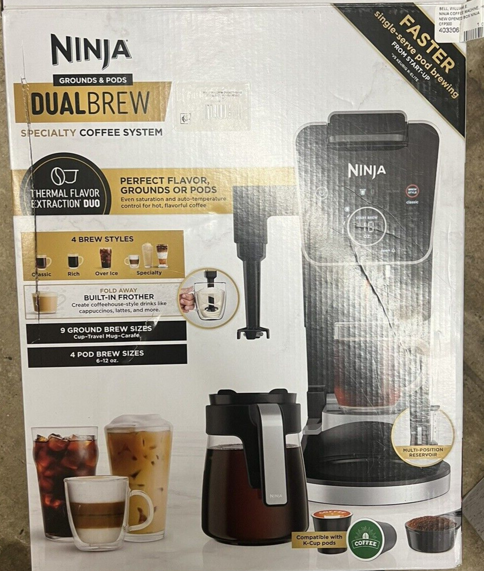 NEW Ninja Grounds & Pods DualBrew Specialty Coffee System CFP300 Black OPEN BOX