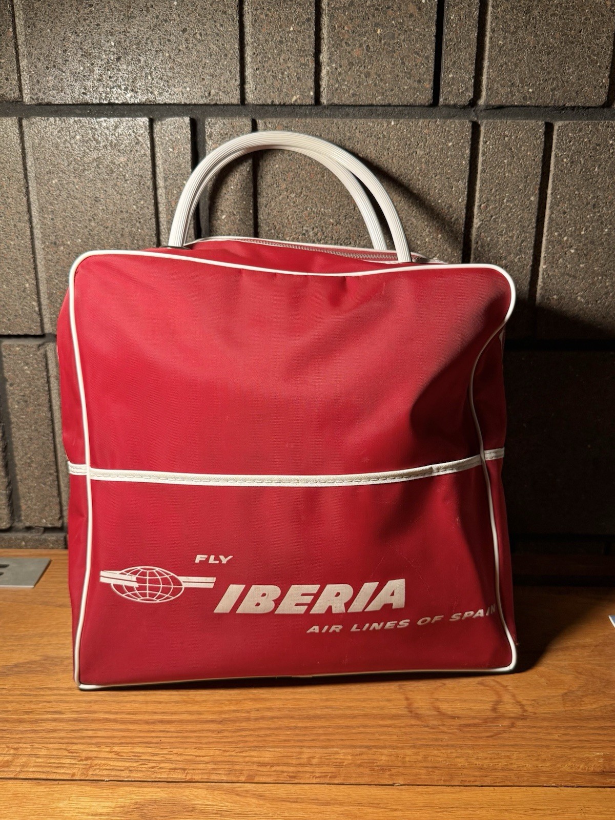 Vintage 70’s IBERIA Spanish Airlines Red Travel Bag Carry On Cabin Bag