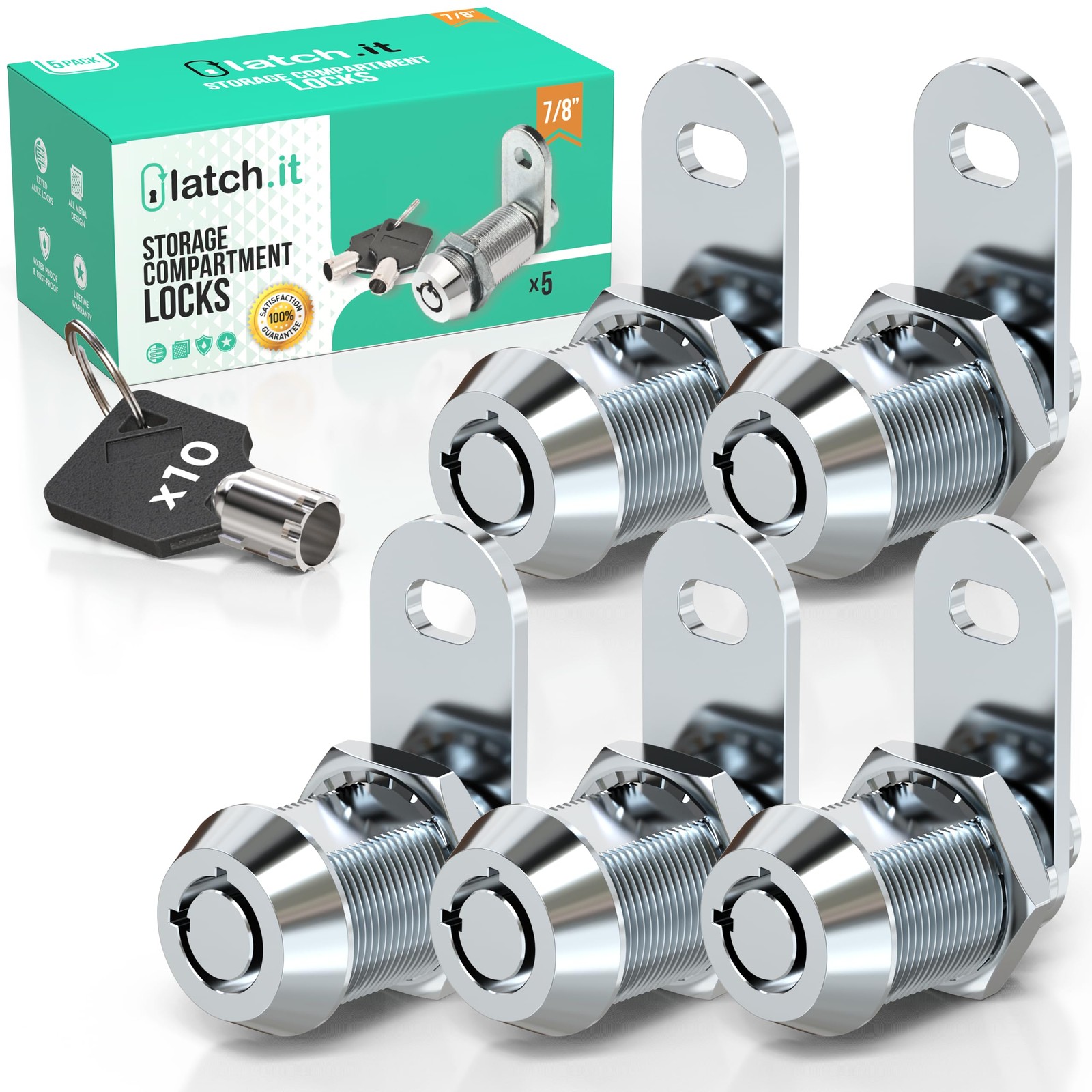 LATCH.IT 5-Pack RV Storage Locks 7/8 | 100 Metal Cam Lock for Cabinets, Toolb... LATCH.IT 5-Pack RV Storage Locks 7/8 | 100 Metal Cam Lock for Cabinets, Toolb...