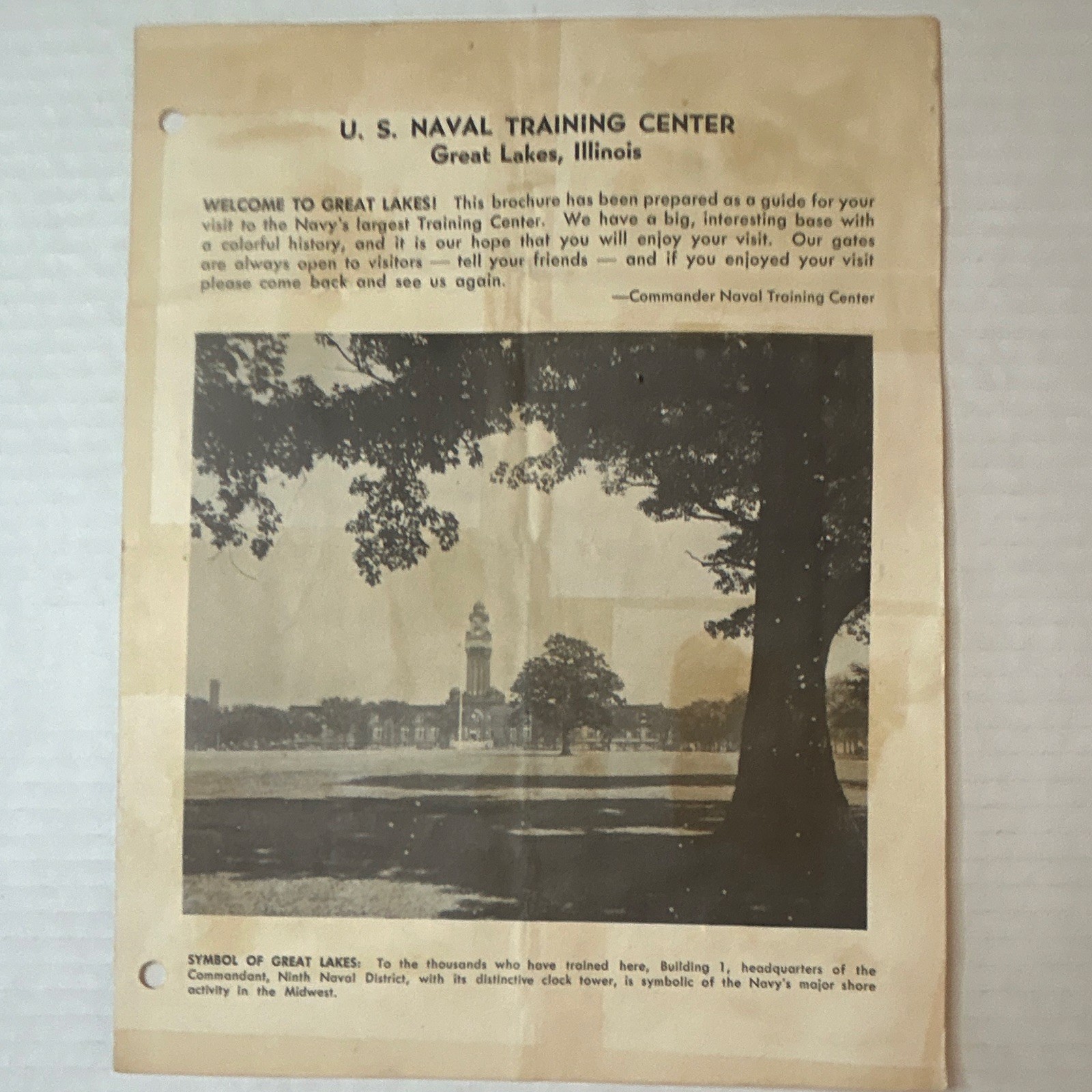 1960 U.S. Naval Training Center Great Lakes IL Original Brochure & Map