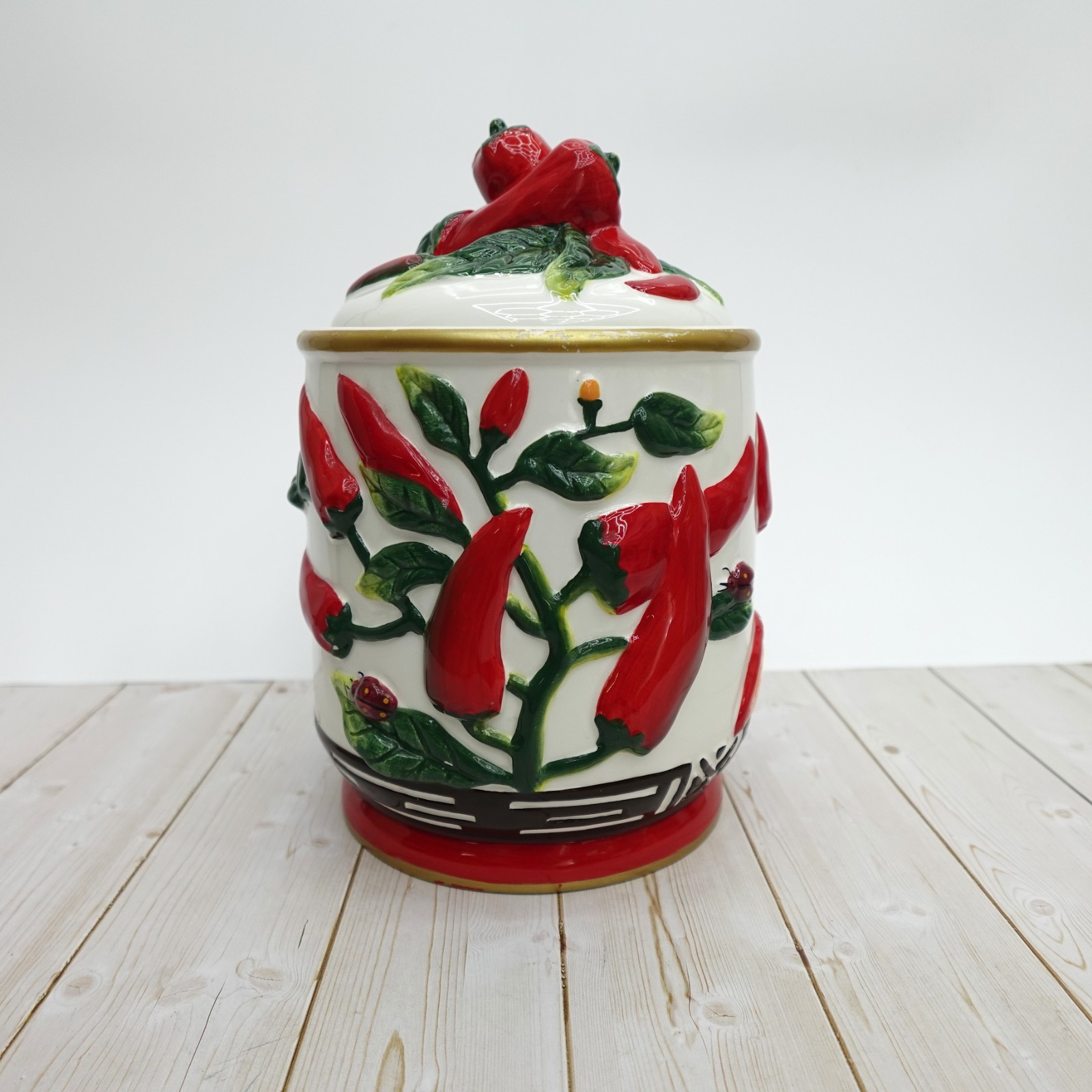 Vintage Kirkland's Home Decor Chili Pepper Canister