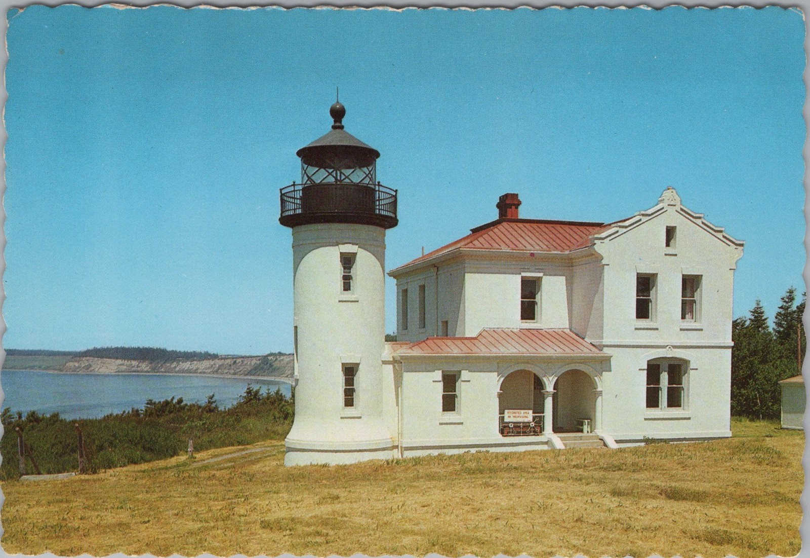 Washington WA Lighthouse and buildings at Fort Casey Historical 4x6 Postcard