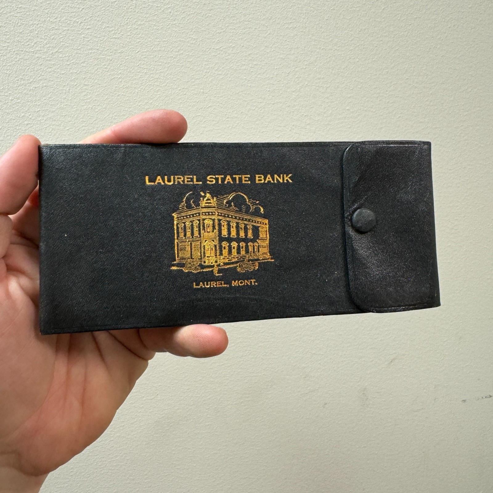 Vintage c.1900s LAUREL STATE BANK Advertising Leather Wallet - Laurel, Montana