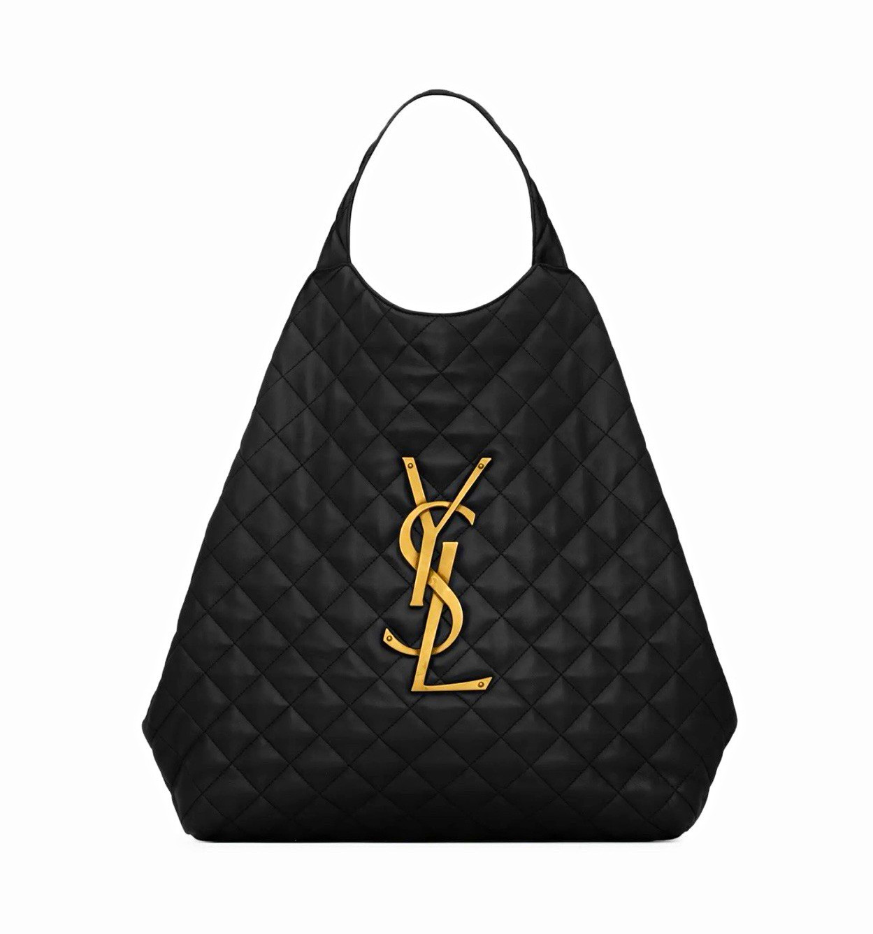 Saint Laurent Black Quilted Shoulder Bag Gold Hardware YSL Logo Large Pouch