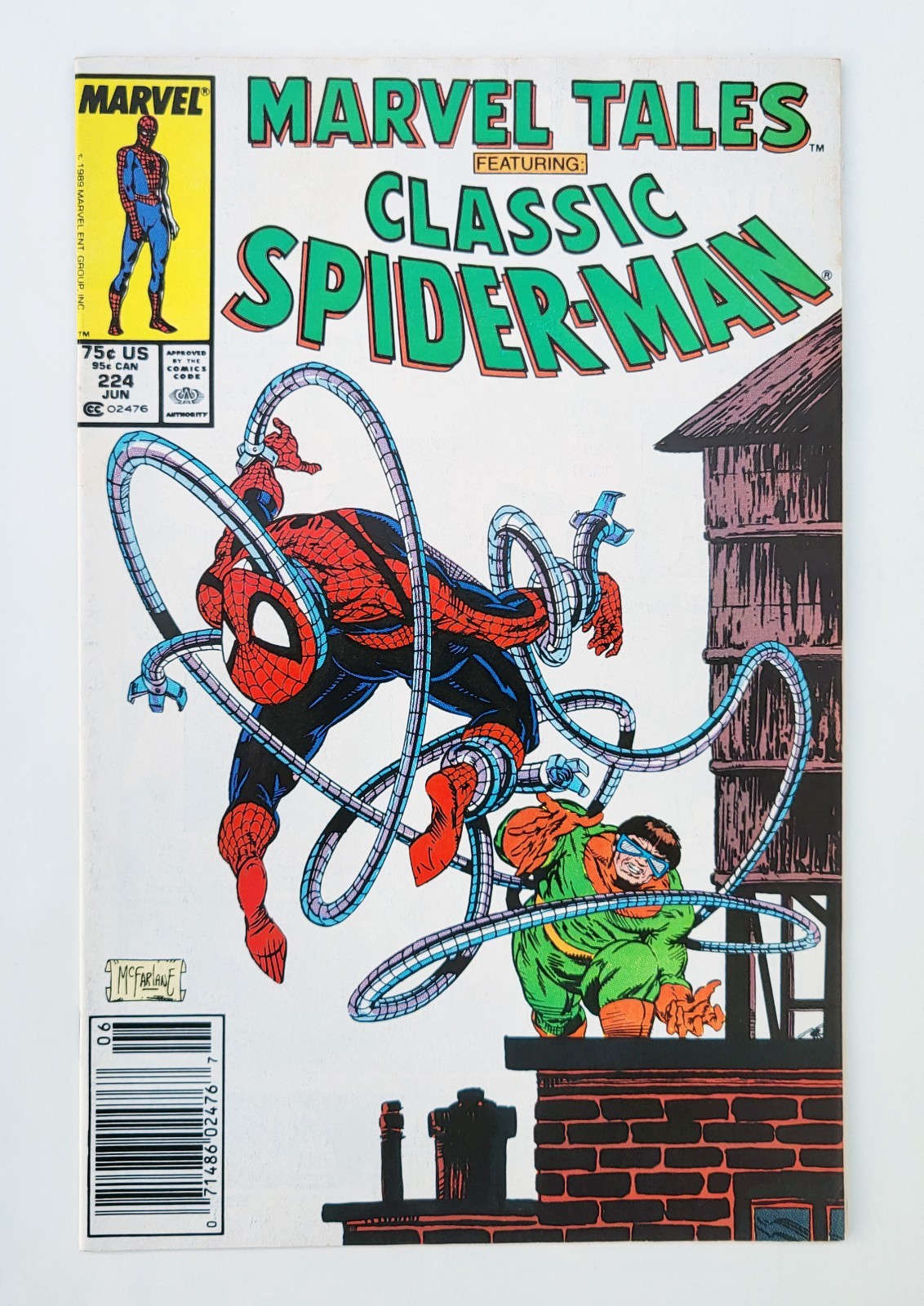 Marvel Tales #224 Todd McFarlane Spider-Man Doc Octopus Cover 1989 Newsstand VF-