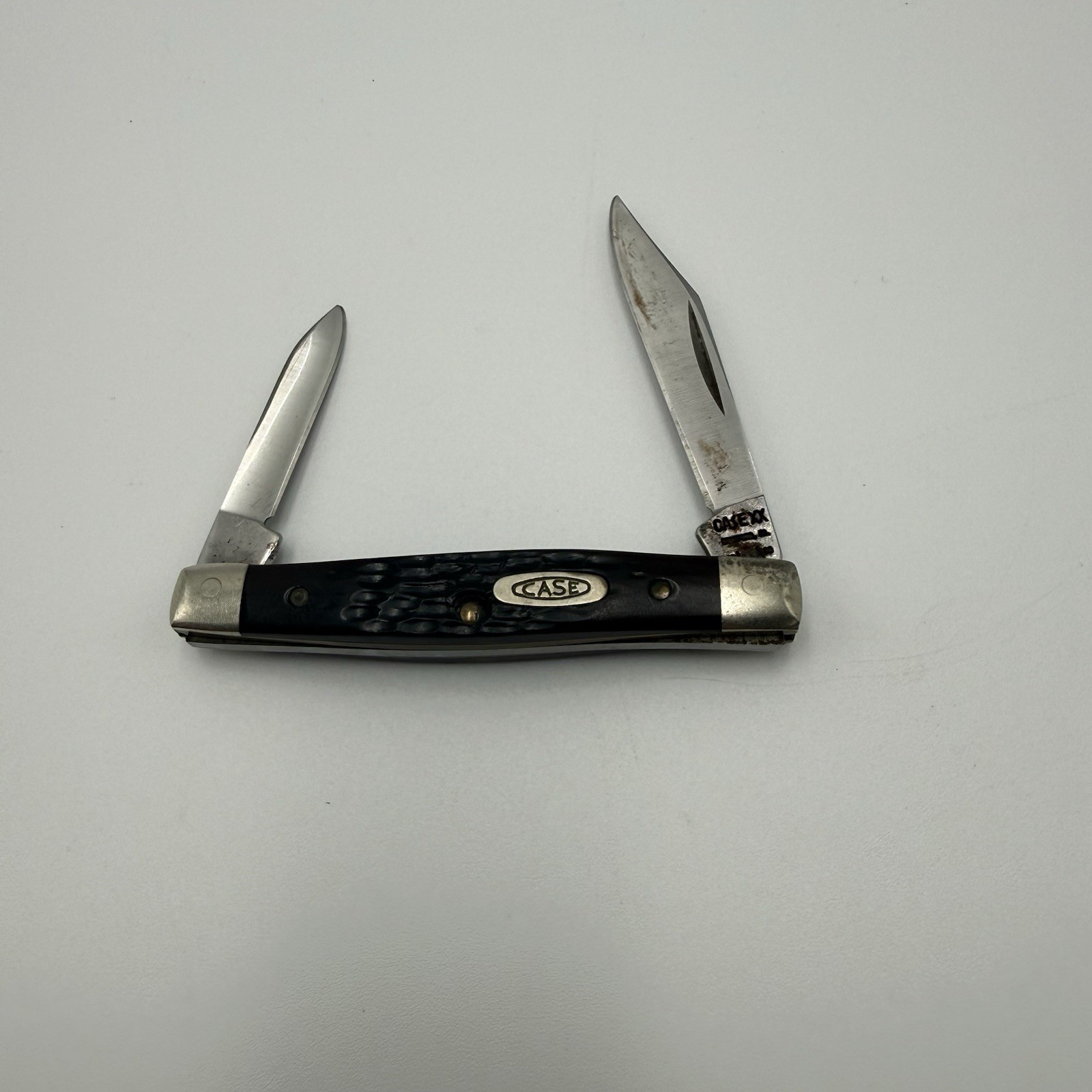 Case XX 6233 SS 2 Blade Pocket Knife Black Jigged Handle Vintage USA