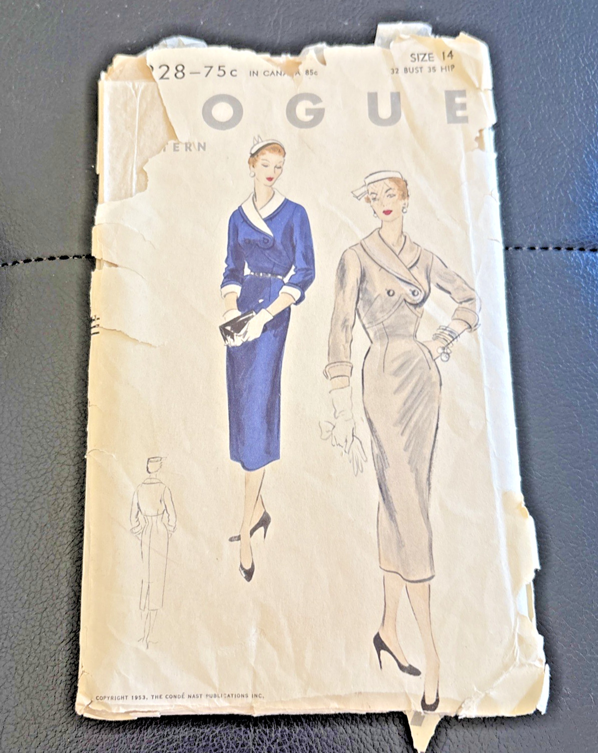 Vogue 8228 VTG Unprinted Dress Pattern FF Sz 14 B32 Complete Rare Collector