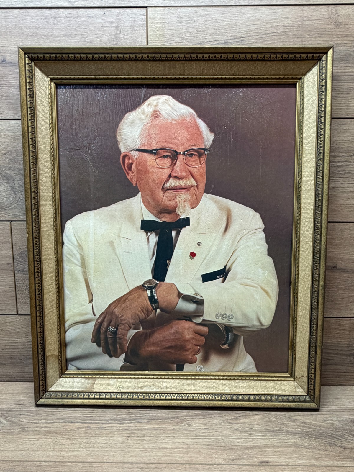 Vintage Framed Colonel Sanders Kentucky Fried Chicken Portrait Print Similart