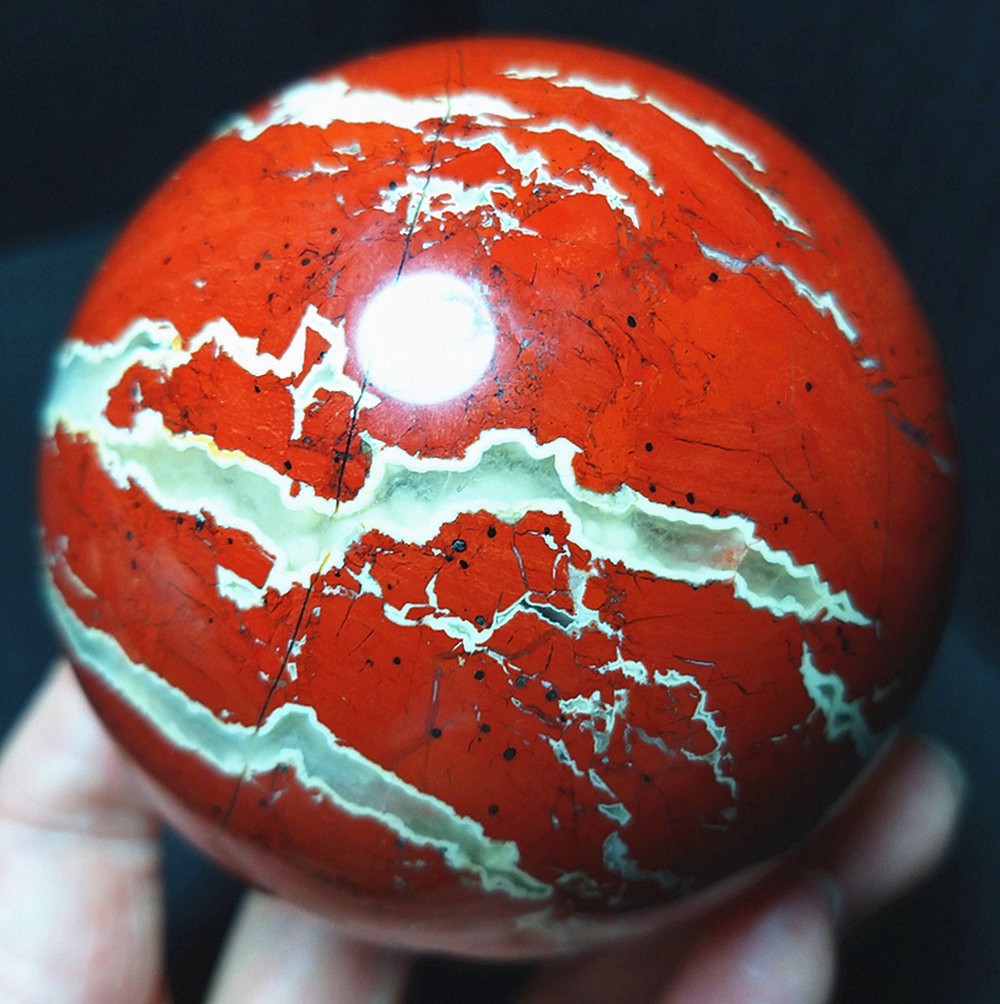 RARE 531.5g Natural Polished Red Jasper Agate Stone  Ball Reiki Healing A5078