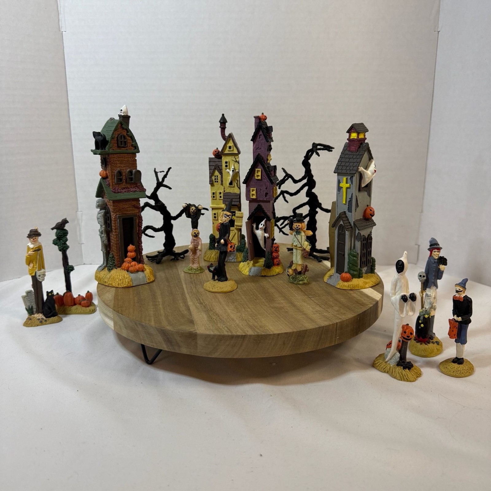 Spooky Halloween Village Set  Houses Trees Figurines