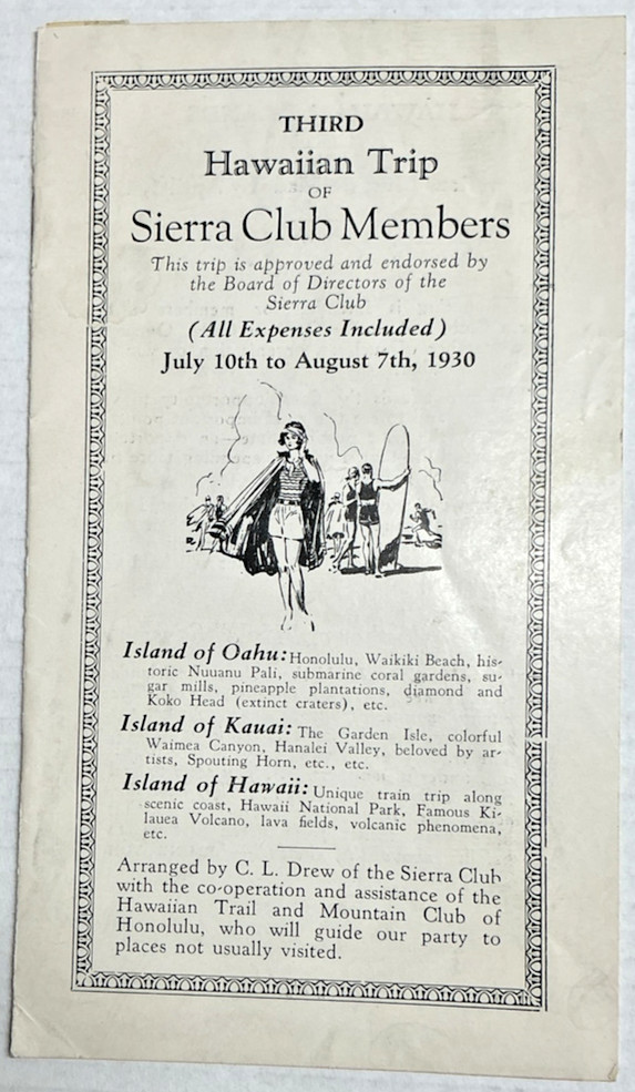 1930 Sierra Club Third Hawaiian Trip Brochure Oahu Kauai Volcano Rare